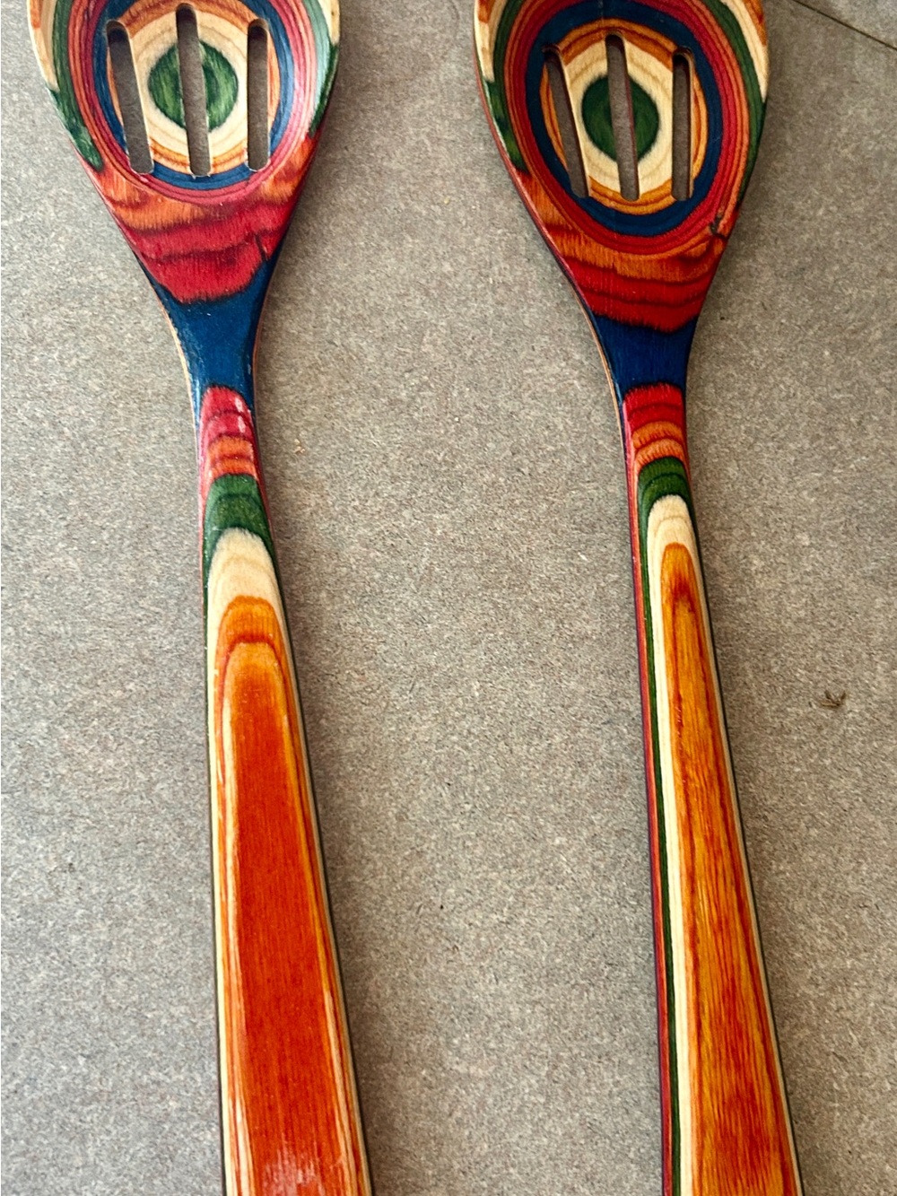 Multicolor Wooden Salad Servers - Vibrant Red, Blue & Green Finish
